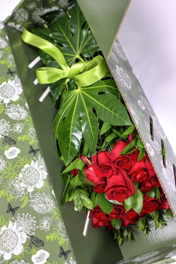 Signature Flower Box With Red Roses - Image 2