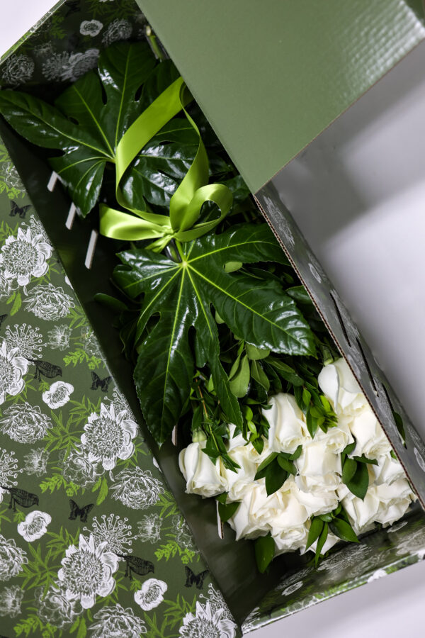 Signature Flower Box With White Roses - Image 2