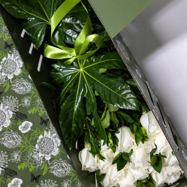 Signature Flower Box With White Roses