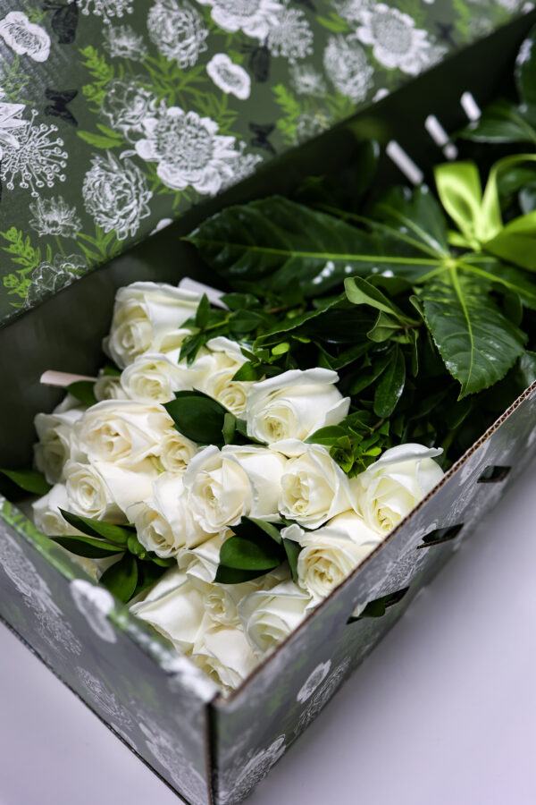 Signature Flower Box With White Roses