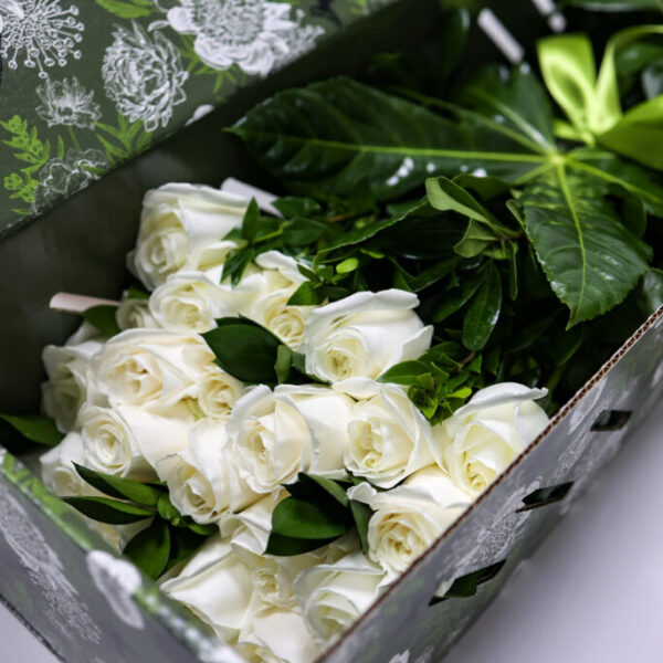 Signature Flower Box With White Roses