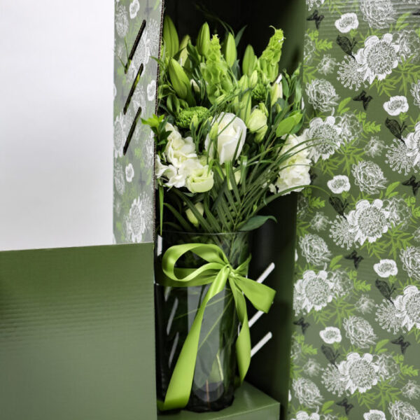 Signature Flower Box With Crystal Vase and Mixed Flower Box