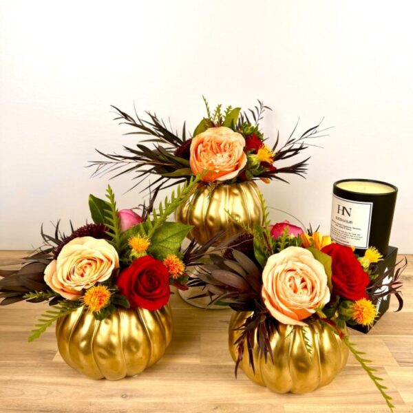 Thanksgiving centerpiece Golden Pumpkin Trio