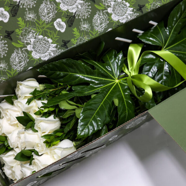 Signature Flower Box White Roses