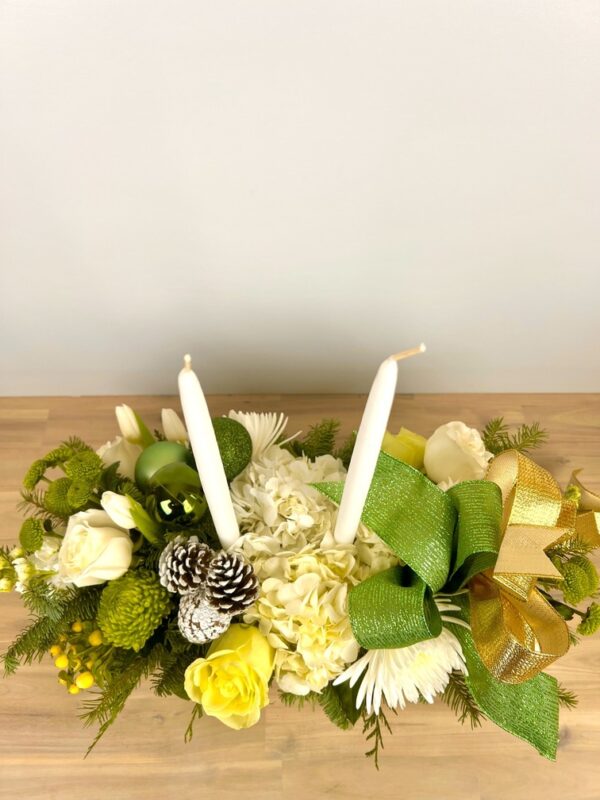 Holiday White and Green Centerpiece - Image 2